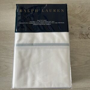 Ralph Lauren Palmer Home Bedding Flat Sheet Oxford Blue White TWIN‎